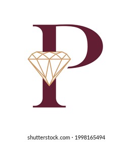 Graphic design shape P and diamond for fashion brand