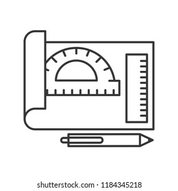 graphic design sheet protractor ruler and pen