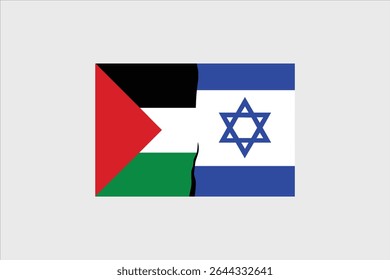 A graphic design showing the Palestinian and Israeli flags next to each other, separated by a sharp, jagged dividing line.