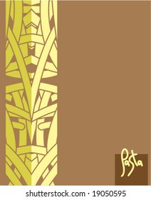 Graphic design shows decorative "spaghetti' element and handwritten word "Pasta" - as a template for poster, menu  booklet, etc.