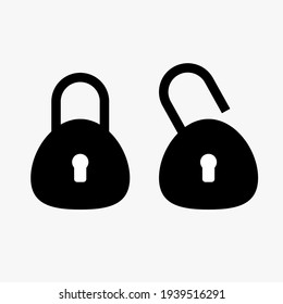 Graphic design of simple sign isolated on white background. Padlock icon for web button and security icon. Vector illustration.