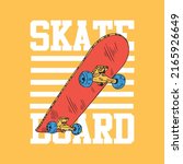 graphic design with skateboard drawn for tee print as vector