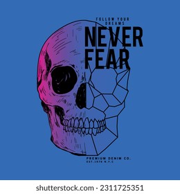 graphic design with skull drawing as vector for tee print