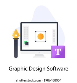 Graphic design software icon of flat conceptual style 