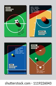 Graphic design sport concept. Sports equipment background. Vector Illustration.