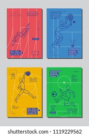 Graphic design sport concept. Sports equipment background. Vector Illustration.