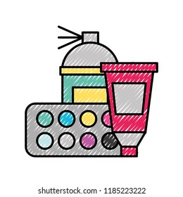 graphic design spray color tool tube and palette