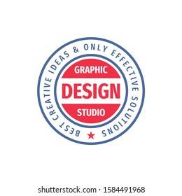 Graphic design studio - concept logo. Circle vector badge. Best creative ideas & only effectve solutions label emblem. 