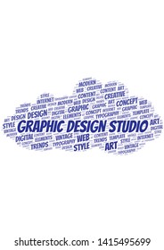 Graphic Design Studio word cloud. Wordcloud made with text only.