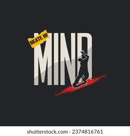 graphic design for tee print with skateboard drawn.