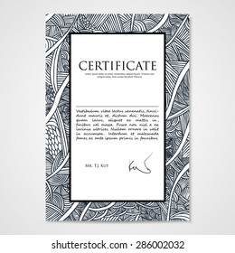 Graphic design template document with hand-drawn waves. Vector Illustration.