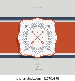 Graphic Design Template for Logo, Label and Badge. Abstract Line Frame. Illustration for Banners, Flyers, Placards and Posters. Retro Background.