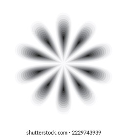 Graphic design template In the shape of a flower. Abstract symmetrical monochrome background. Vector illustration