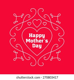 Graphic Design Templates for Greeting card. Vector illustration with line art decoration for Mother's Day.