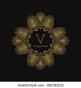 Graphic Design Templates for Logo, Labels and Badges. Abstract Line Ornate Frames. Vector illustration.