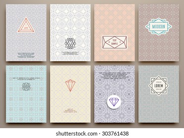Graphic Design Templates for Logo, Labels and Badges. Abstract Line Patterns Backgrounds. Collection for Banners, Flyers, Placards and Posters. Retro Backgrounds.