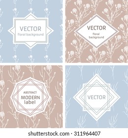 Graphic Design Templates for Logo, Labels and Badges. Abstract Line labels and Floral Hand-draw  Patterns Backgrounds.