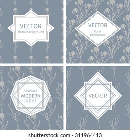 Graphic Design Templates for Logo, Labels and Badges. Abstract Line labels and Floral Hand-draw  Patterns Backgrounds.