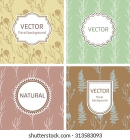 Graphic Design Templates for Logo, Labels and Badges. Vintage Line labels and Floral hand-draw  Patterns Backgrounds.