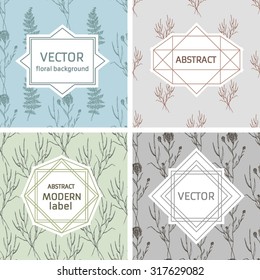 Graphic Design Templates for Logo, Labels and Badges. Abstract Line labels and Floral Hand-draw  Patterns Backgrounds.