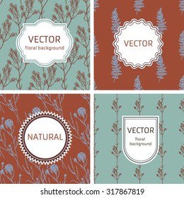 Graphic Design Templates for Logo, Labels and Badges. Vintage Line labels and Floral hand-draw  Patterns Backgrounds.