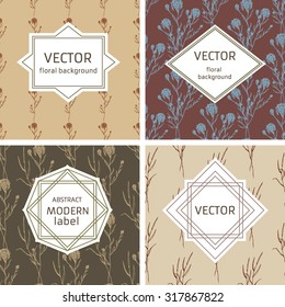 Graphic Design Templates for Logo, Labels and Badges. Abstract Line labels and Floral Hand-draw  Patterns Backgrounds.