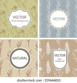 Graphic Design Templates for Logo, Labels and Badges. Vintage Line labels and Floral hand-draw  Patterns Backgrounds.