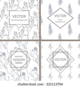 Graphic Design Templates for Logo, Labels and Badges. Abstract Line labels and Floral Hand-draw  Patterns Backgrounds.