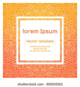 Graphic Design Templates in Orange for Labels, Posters and Badges. Abstract Vintage Pattern on the Background of the Line.
