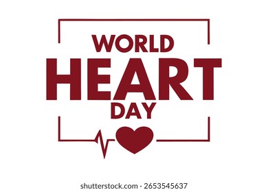 Un Diseño gráfico del texto "Día Mundial del Corazón" mostrado en una tipografía sans-serif moderna y atrevida con un degradado de color rojo intenso. La tipografía se centra en un fondo blanco nítido