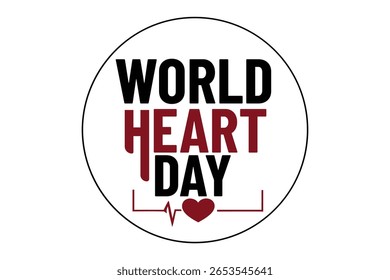 Un Diseño gráfico del texto "Día Mundial del Corazón" mostrado en una tipografía sans-serif moderna y atrevida con un degradado de color rojo intenso. La tipografía se centra en un fondo blanco nítido
