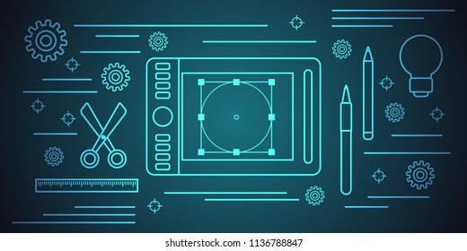 Graphic design thin line art style vector concept illustration