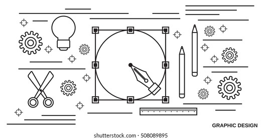 Graphic design thin line art style vector web banner template