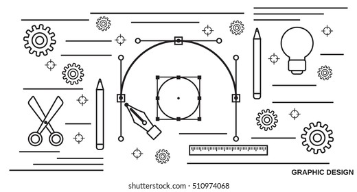 Graphic design thin line art style vector web banner template