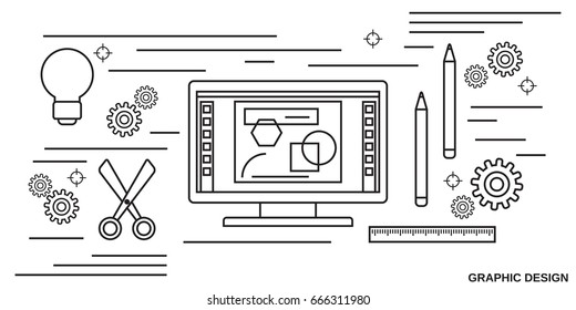 Graphic design thin line art style vector concept illustration