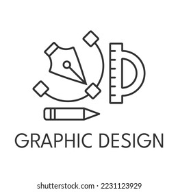 Icono de línea delgada de diseño gráfico sobre fondo blanco