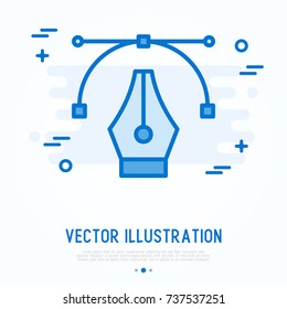 Graphic design thin line icon. Vector illustration of curve.