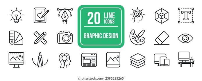 Graphic design thin line icons. For website marketing design, logo, app, template, ui, etc. Vector illustration.