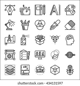 Graphic design thin line icons set, vector illustration