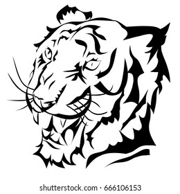 Graphic Design Tiger for tattooing and screening shirt.