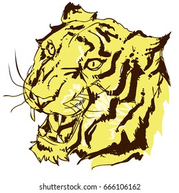 Graphic Design Tiger for tattooing and screening shirt.