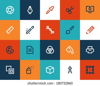 Graphic design tools. Flat icons