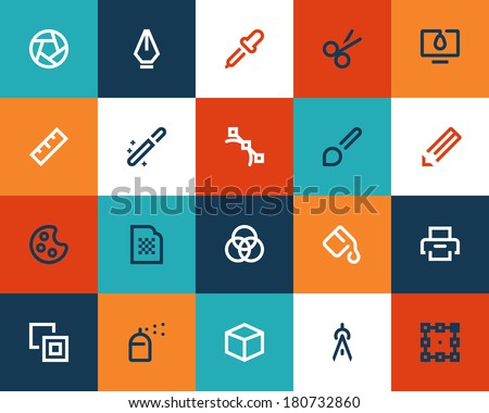 Graphic design tools. Flat icons