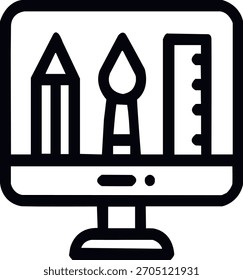 Icono de herramientas de Diseño gráfico en el monitor de la computadora