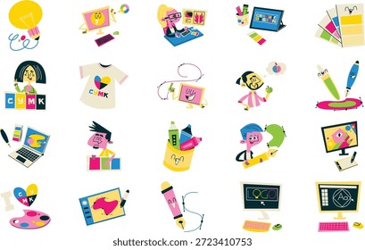 Illustrationen zu Grafikdesign und Tools. Perfektes modernes Piktogramm auf editierbarem Strich.