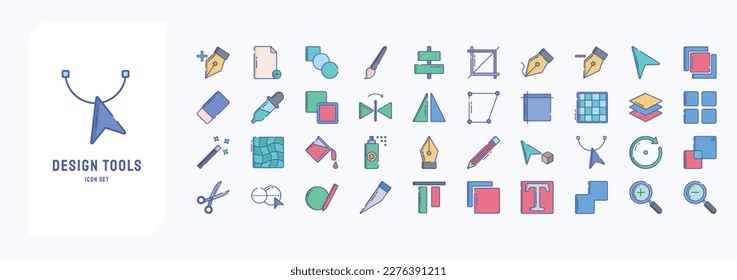 Graphic design Tools including icons like Add Anchor Point, file, Pen, Brush and more