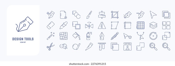 Graphic design Tools including icons like Add Anchor Point, file, Pen, Brush and more