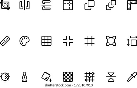 Graphic design tools. Vector outline user interface icons.