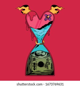 Graphic Design Tshirt Money vs Loves in Glass Jar Dont loves your money 