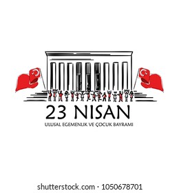 graphic design for the Turkish holiday, logo for children.vector illustration cocuk bayrami 23 nisan, Turkish April 23 National sovereignty and Children's Day vector